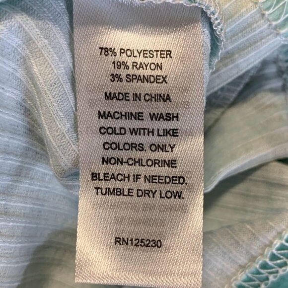 Cali Be Women's Striped Ribbed Mock Neck Long Sleeve‎ Top in Light Blue SZ L NWT - Picture 8 of 11